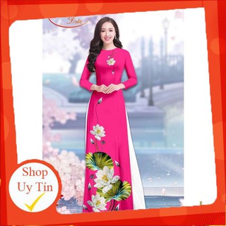Áo Dài Lụa In 3D hoa xinh xắn hàng Việt Nam chất lượng cao