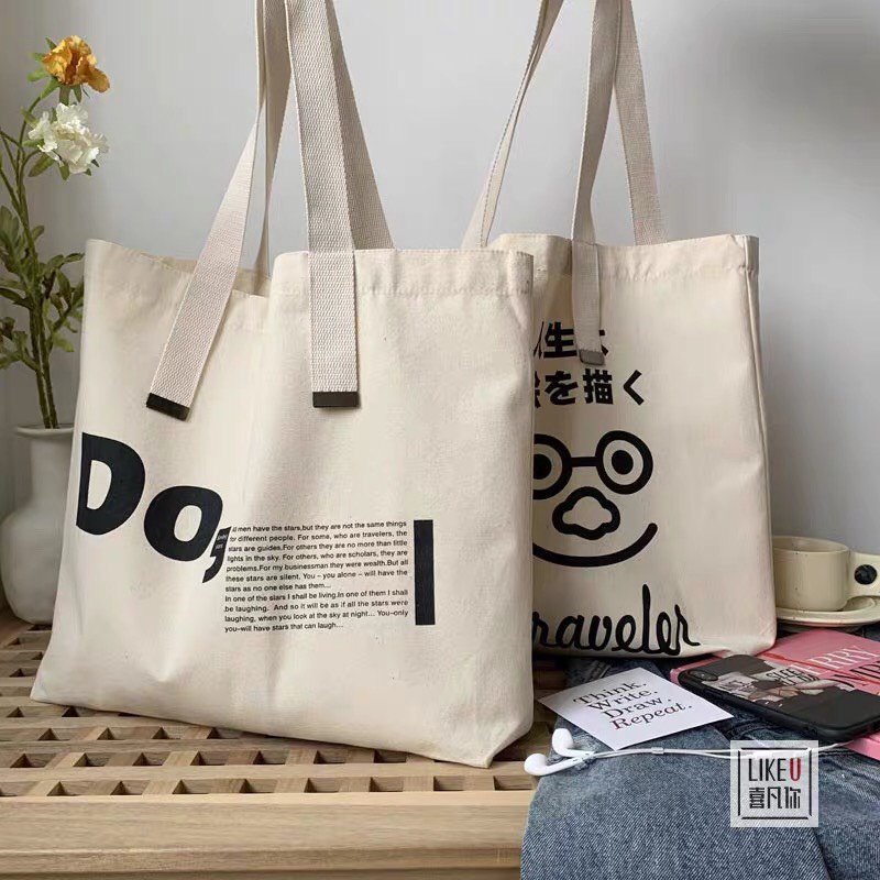 Túi vải canvas tote in hình độc đáo đựng đồ đi học đi chơi tiện dụng