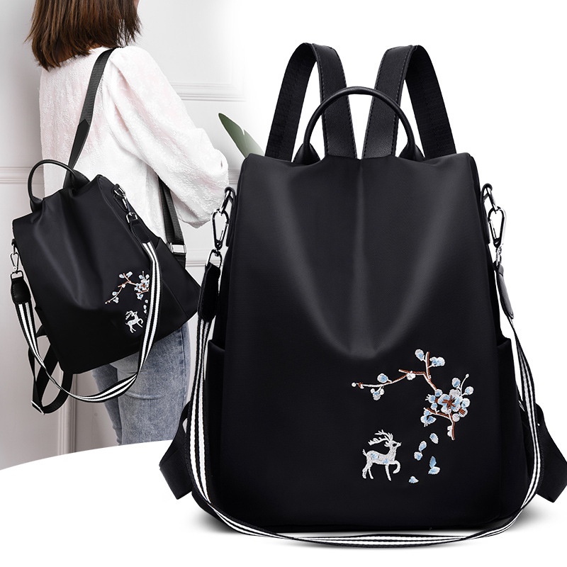 Ba Lô Canvas Cỡ Lớn Chống Trộm Đính Hoa Đơn Giản Thời Trang Cho Nữ balo nữ đẹp