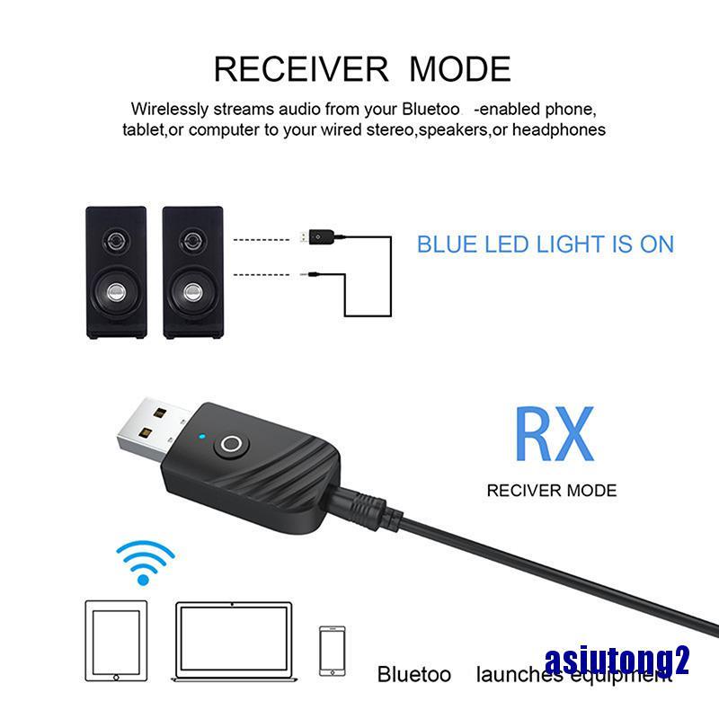 Bộ Thu Phát Âm Thanh Không Dây Usb Bluetooth 5.0 2 Trong 1 Cho Tv / Pc / Xe Hơi