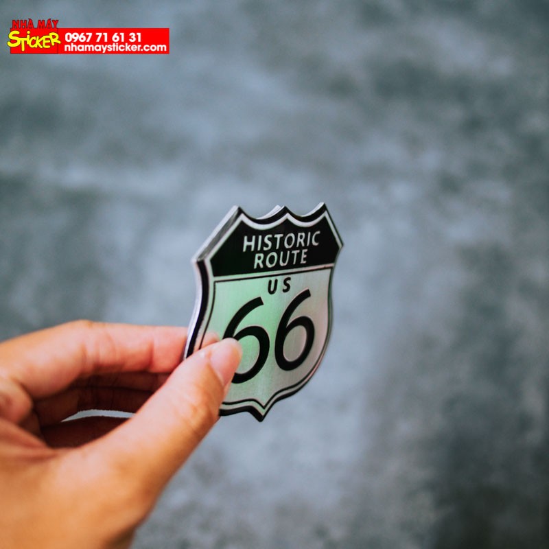 Sticker hình dán Metal Route 66 Huyền Thoại