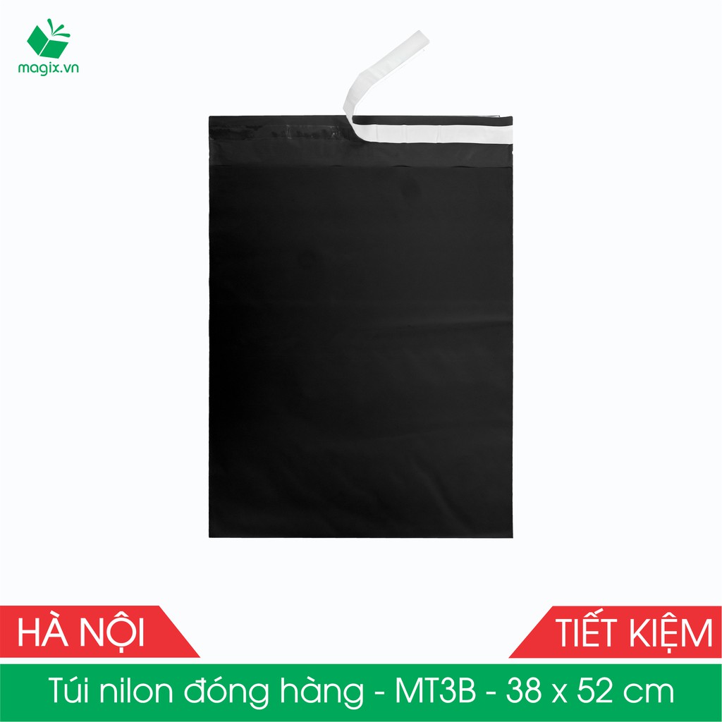 MT3B - 38x52 cm - Túi nilon TIẾT KIỆM gói hàng - 100 túi niêm phong đóng hàng màu ĐEN