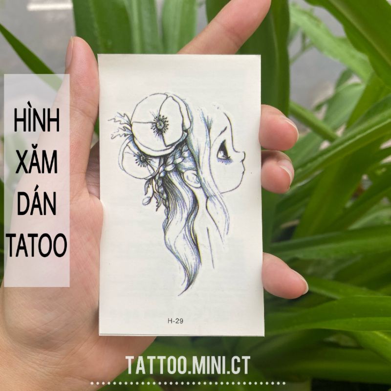 Hình xăm tatoo bé gái h29.Xăm dán tatoo mini tạm thời, size &lt;10x6cm