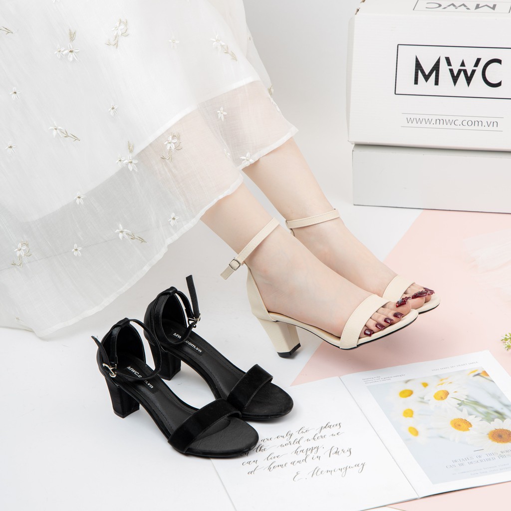 Giày Sandal Cao Gót MWC Đế Trụ 7CM Quai Ngang NUCG-3986