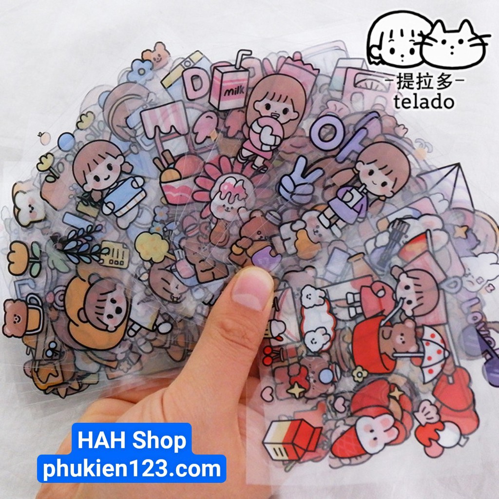 combo từ 10 đến 50 miếng dán sticker trang trí họa tiết, hình trang trí sách, vở, bút cho học sinh