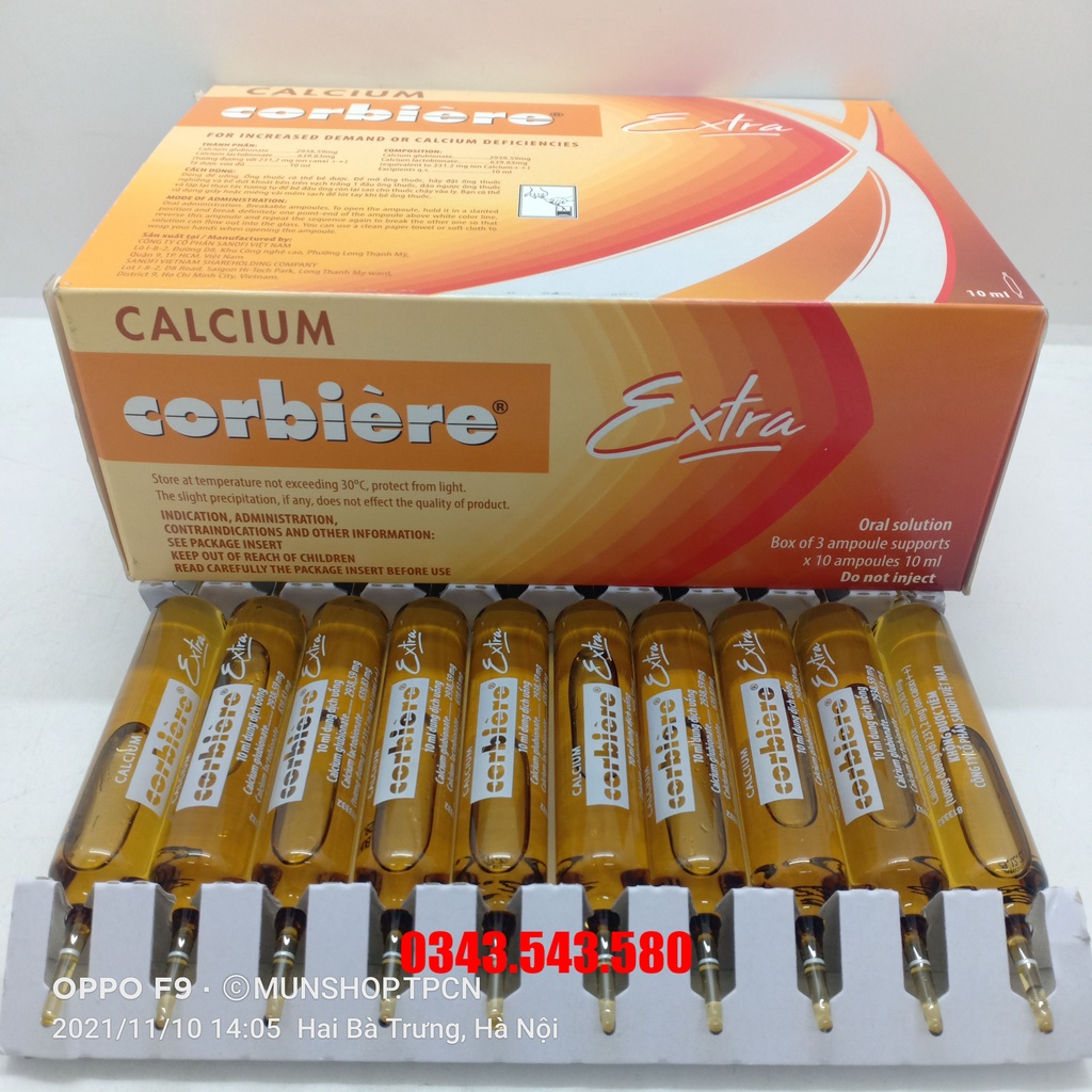 CALCIUM corbiere Extra hộp 30 ống - Bổ sung canxi trong hỗ trợ phòng ngừa loãng xương