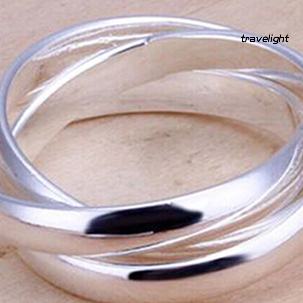 Nhẫn Ba Lớp Mạ Bạc 925 Thời Trang Dành Cho Nữ Size US 6 7 8 9