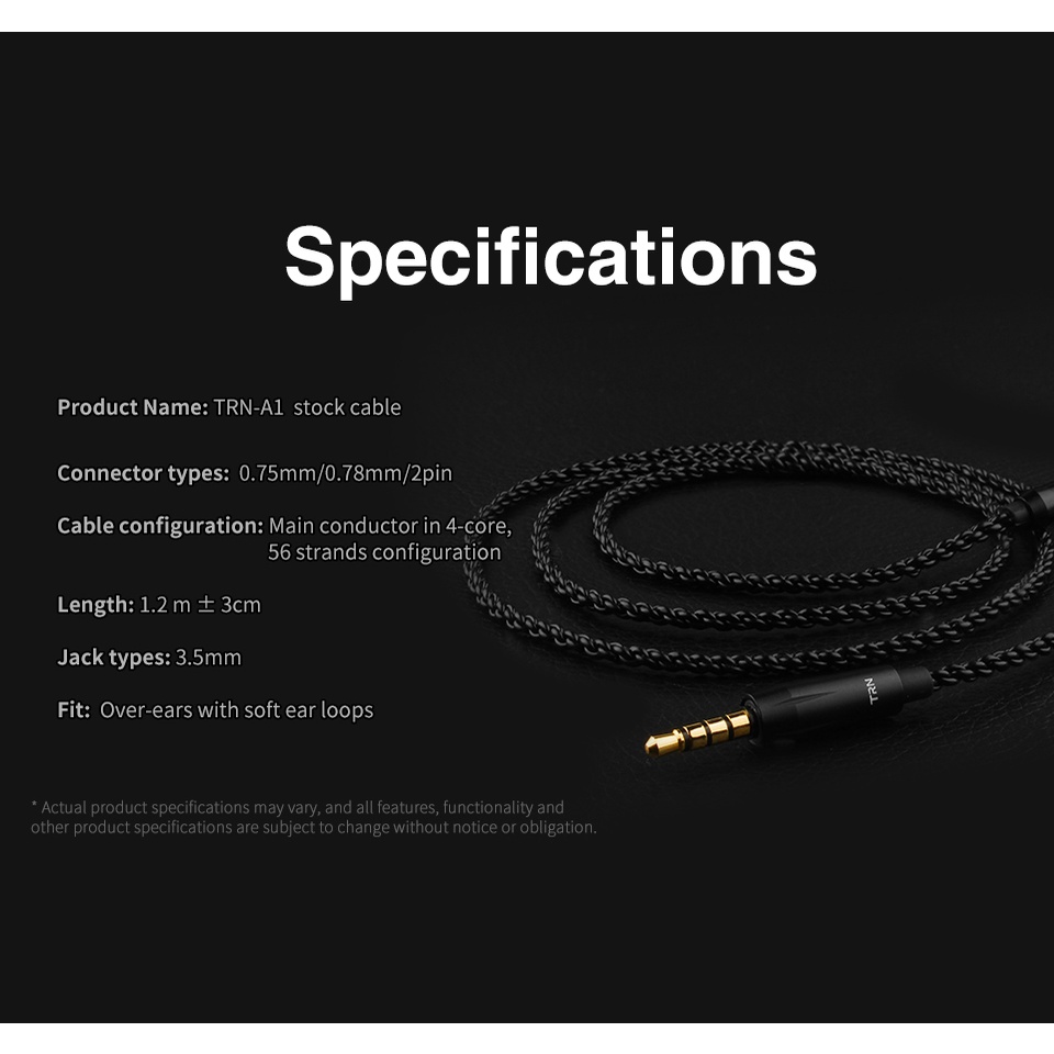 Dây Cáp Nối Dài Tai Nghe 0.75 / 0.78mm 2Pin 3.5mm TRN ST1 VX STM M10 V90S MT1