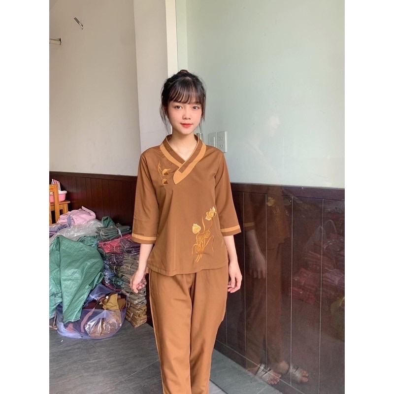 Đò lam đi chùa vải kate mịn mát Mẩu Tim Bầu 💐💐