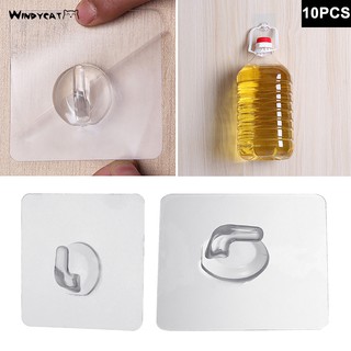 WINDYCAT10Pcs Max 15KG Transparent Seamless Adhesive Strong Sticking Wall Hanger Hook