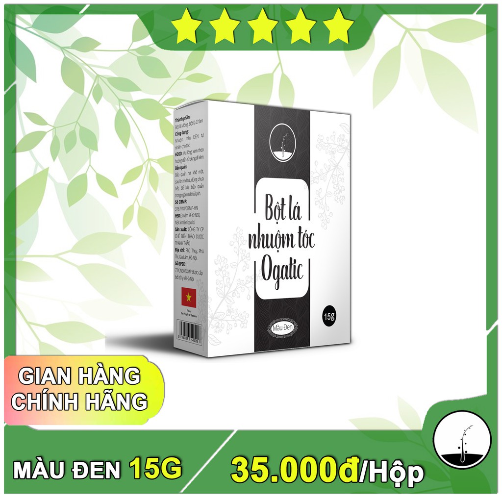 Bột Lá Nhuộm Tóc OGATIC (Màu Nâu Đỏ) 50g - Hàng Chính Hãng - Nhuộm Tóc Từ Lá Móng, Lá Chàm - An Toàn, Tự Nhiên