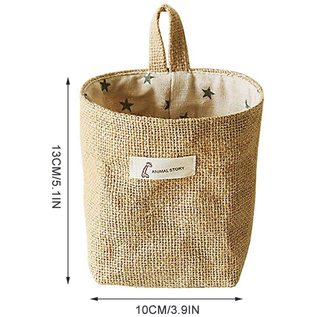 Túi đựng đồ treo tường bằng vải lanh cotton có thể tháo gỡ và giặt cho phòng tắm