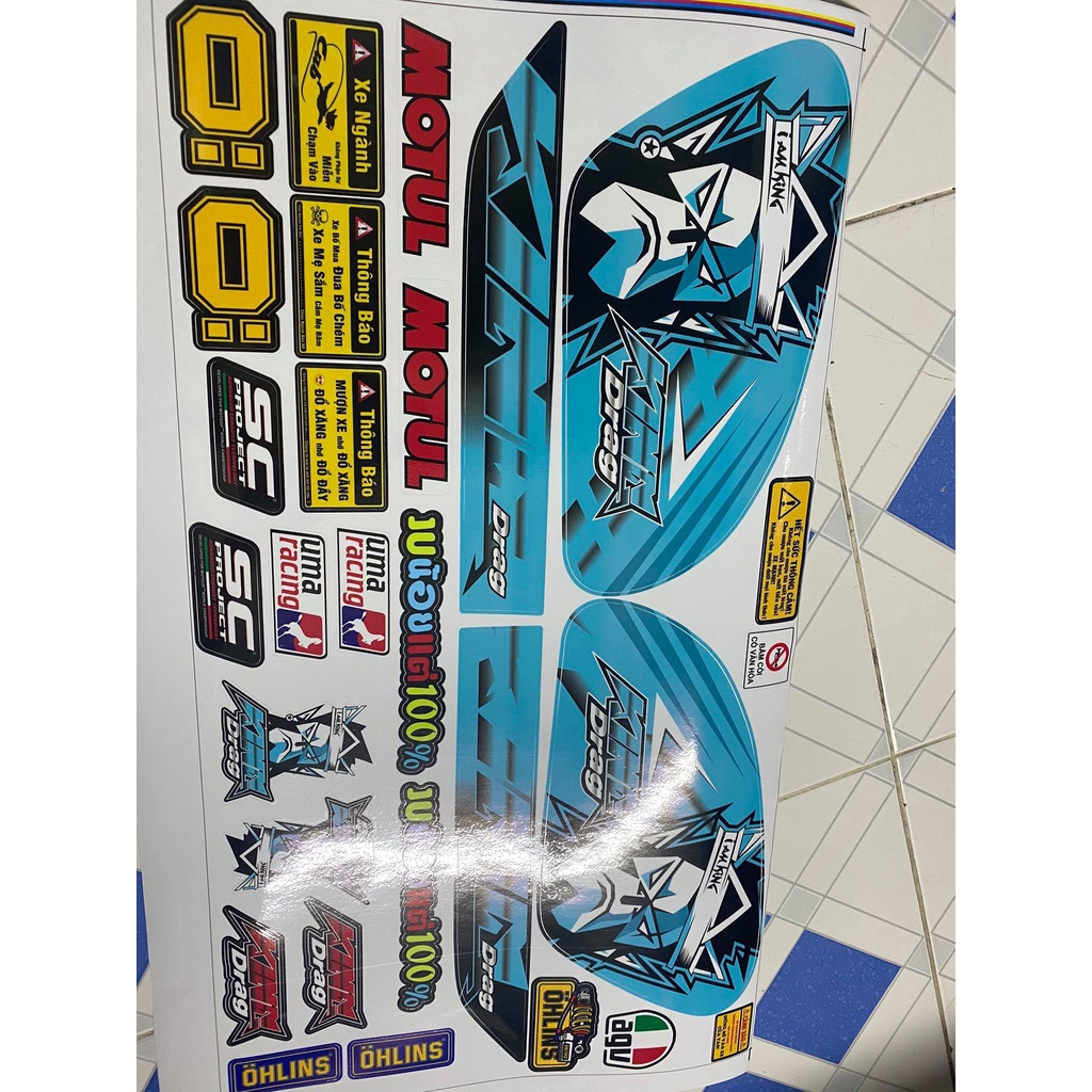 TEM RỜI CUB 81 CŨ KING DRAG XANH NƯỚC BIỂN .