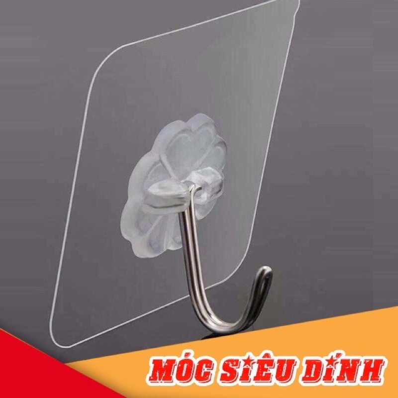 Móc Dán Tường Siêu Dính Trong Suốt Chịu Lực Tốt Treo Lưới Trang Trí Chắc Chắn 6x6cm