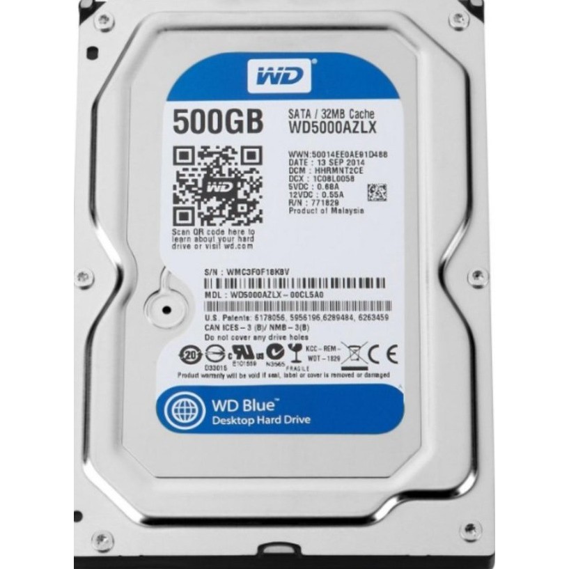 Ổ cứng HDD 500GB Western Blue - Tặng cáp sata 3.0 - Hàng nhập khẩu tháo máy đồng bộ mới 98% - Bảo hành 6T