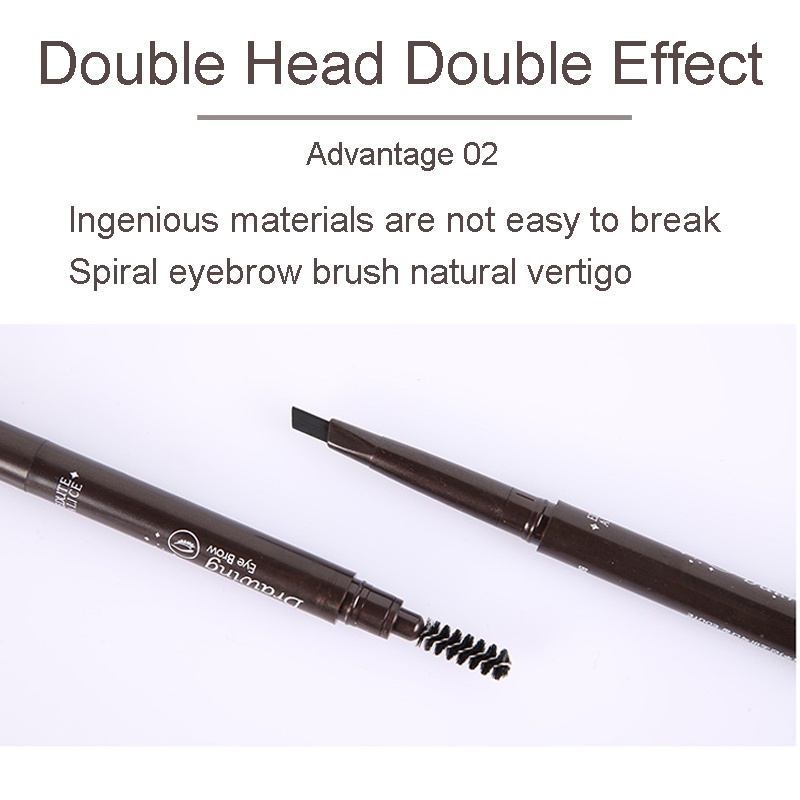 Bút Chì Kẻ Lông Mày Hai Đầu 5 Màu Chống Nước Lâu Trôi Kèm Cọ Màu Nâu/Đen