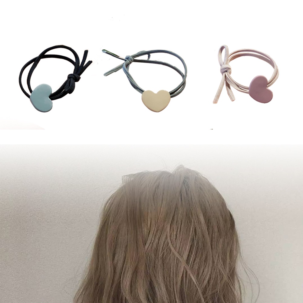 Dây thun buộc tóc cao su đính mặt trái tim xinh xắn thời trang