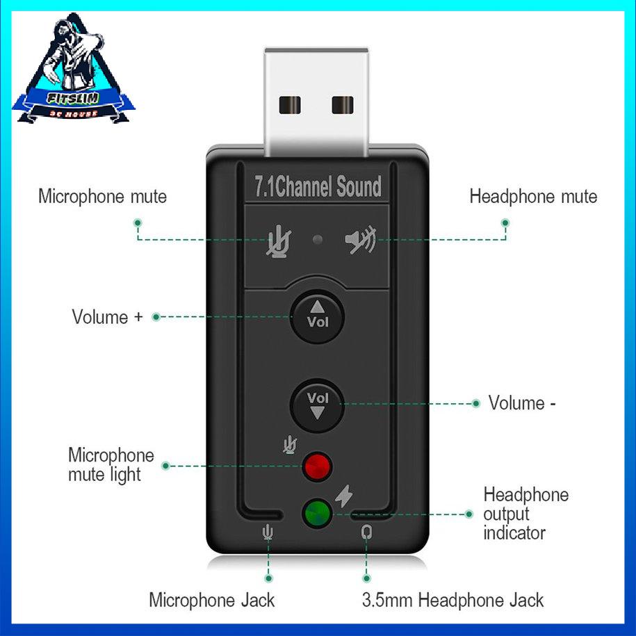 7.1 USB bên ngoài Card âm thanh USB đến giắc cắm tai nghe 3.5mm Bộ chuyển đổi âm thanh kỹ thuật số [8/26]