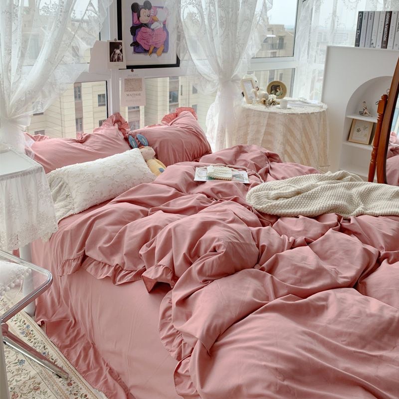 Set Bộ Vỏ Chăn Ga Cotton TC viền bèo - Chọn Mẫu Nhăn Lại Cho Shop( Viền Bèo Dài 2 Bên Gối )