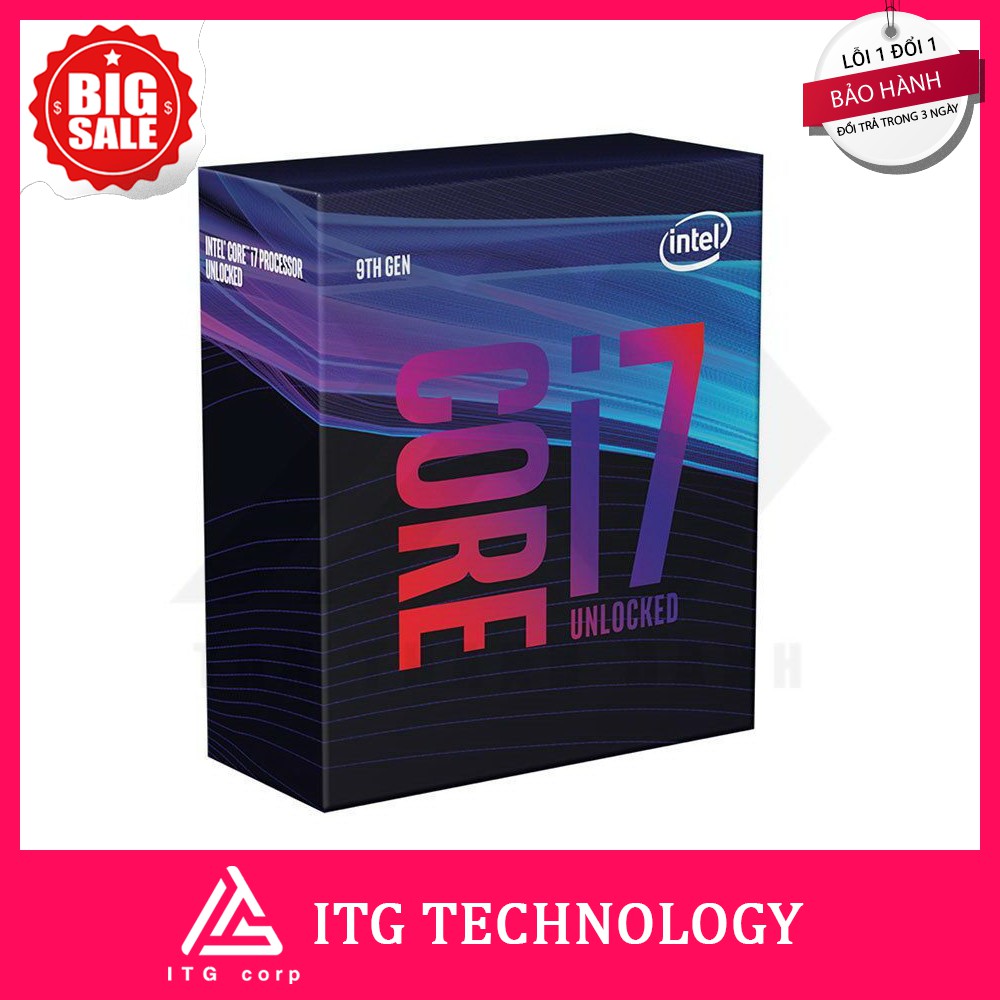 CPU Intel Core i7-9700F (3.0GHz turbo up to 4.7Ghz, 8 nhân 8 luồng, 12MB Cache, 65W)