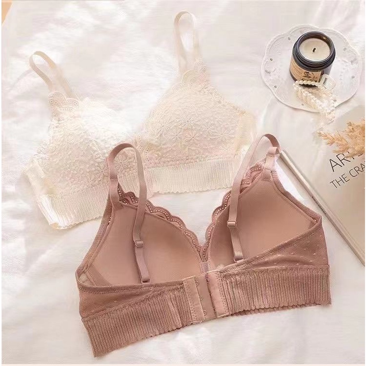 Áo lót Mỏng Không Gọng Thêu Họa Tiết Lưng Phong Cách Retro Pháp | BigBuy360 - bigbuy360.vn