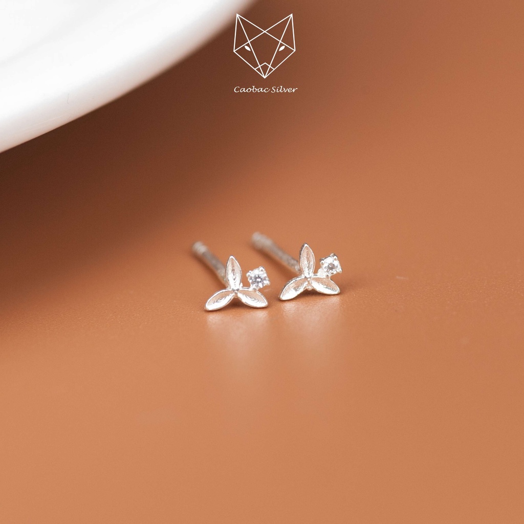 Set 3 Đôi Khuyên Tai Bạc Ta CaoBac Silver Nụ Basic Chấm Tim Mini Lá
