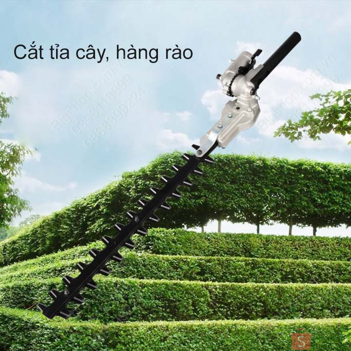 Đầu cắt tỉa cành trên cao, cắt tỉa hàng rào, cắt tỉa cây, dùng gắn vào máy cắt cỏ