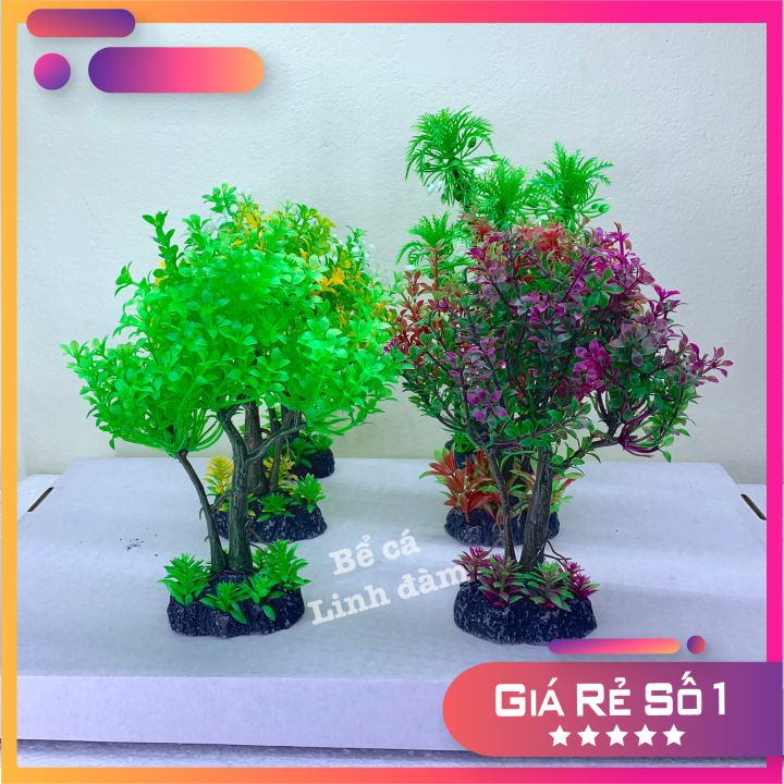 Cây nhựa cao 22cm trang trí bể cá cảnh - Cây nhựa trang trí thủy sinh giá rẻ