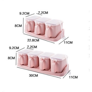 Bộ hộp đựng Gia Vị khay đựng gia vị Kèm Muỗng Đồ dùng nhà bếp độc lập cho từng ngăn- giadungdep_mh