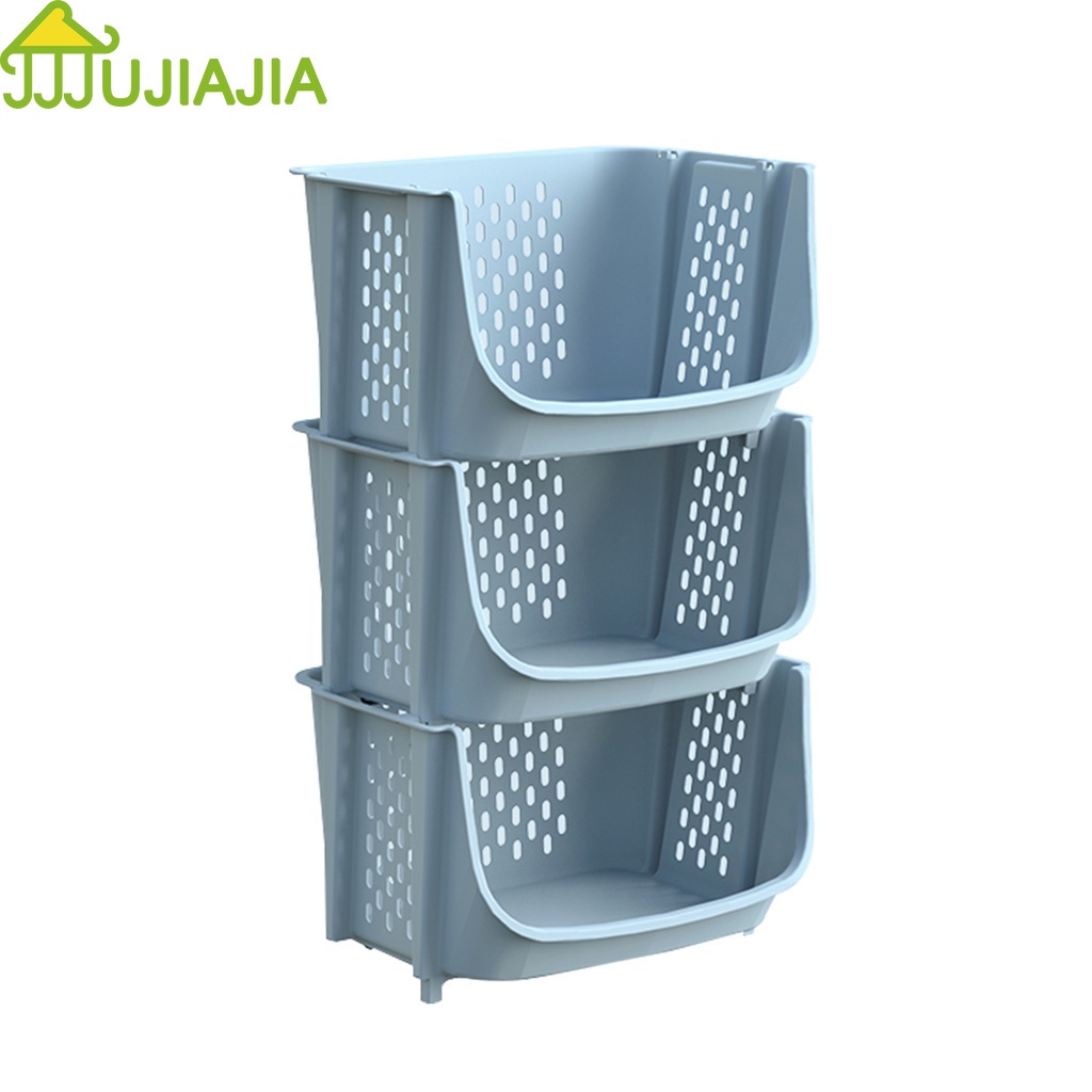 Giỏ đựng đồ xếp chồng JUJIAJIA đựng rau củ quả cỡ lớn nhiều tầng tiện lợi cho nhà bếp
