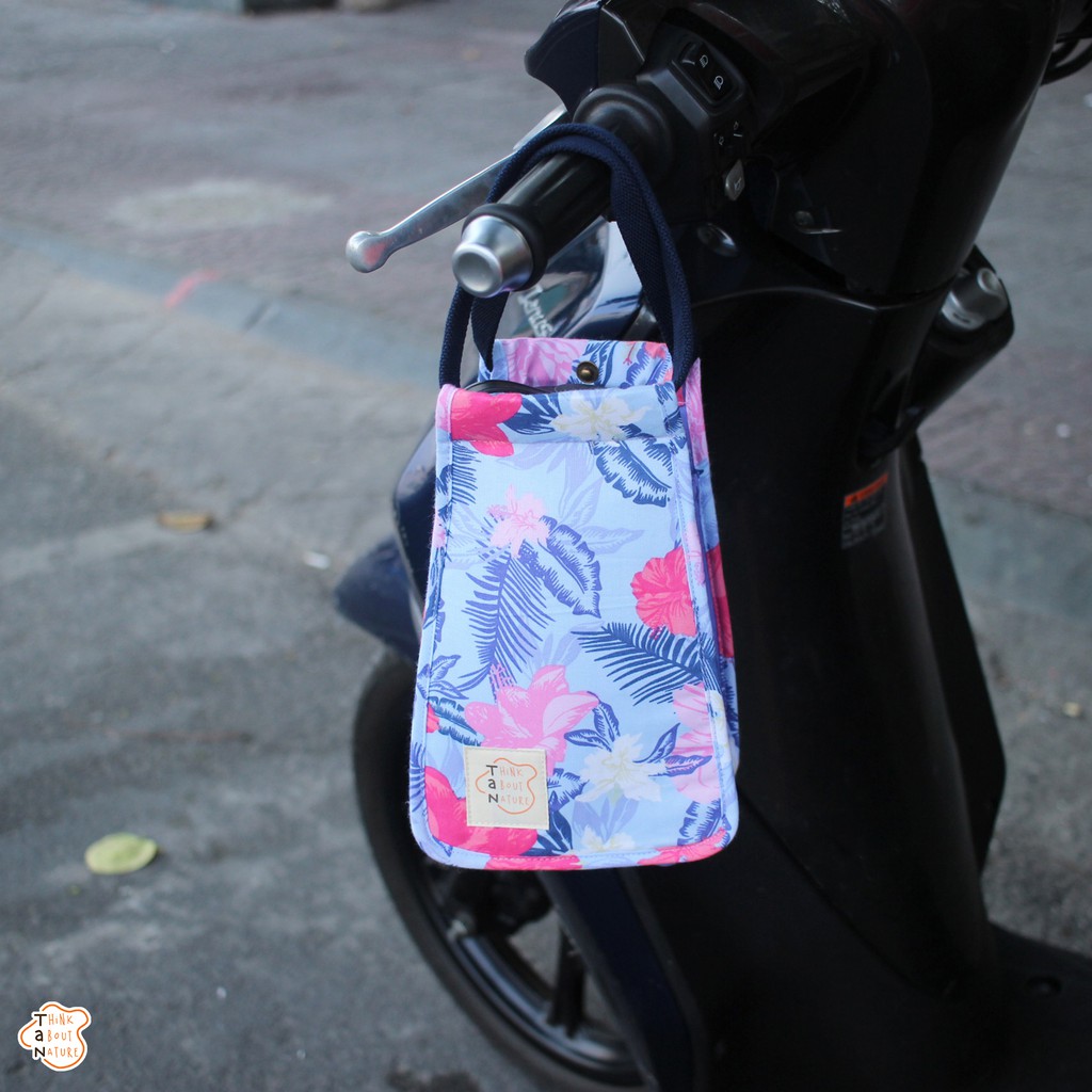 Túi vải đựng bình nước họa tiết hoa tropical tím TaNcupholder
