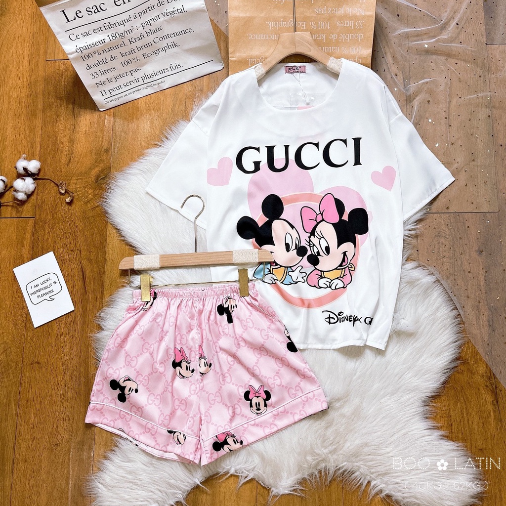 ĐỒ BỘ LATIN CỔ TRÒN HOẠT HÌNH MẪU MICKEY GG HỒNG