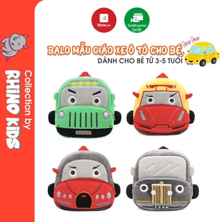 Balo cho bé đi học mẫu giáo chống gù siêu nhẹ unisex in hình xe ô tô siêu đáng yêu chất nỉ mềm mại