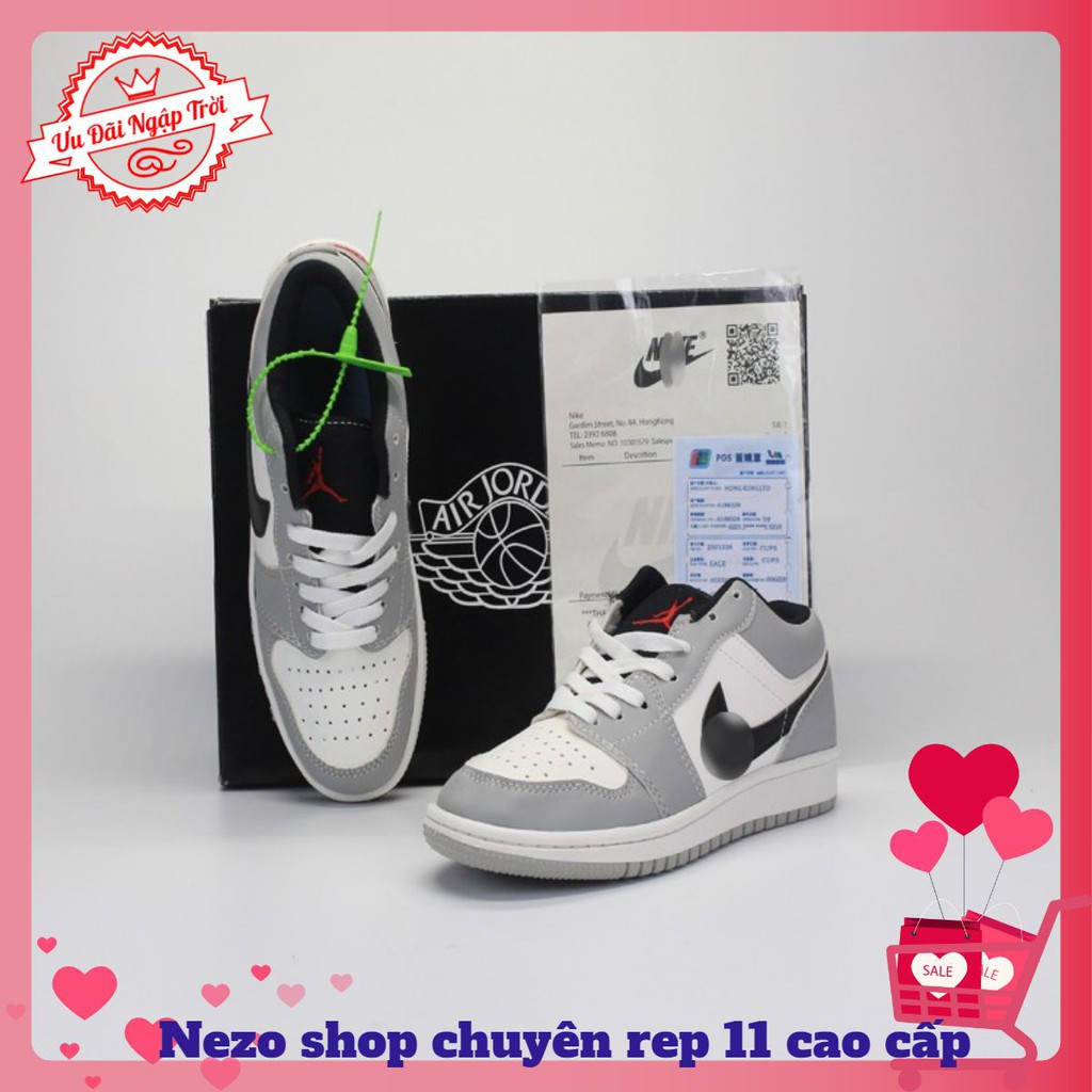 [ HÀNG 11 - Bản Trung ] Giày Jordan 1 Low Smoke Grey, Giày thể thao JD1 Xám thấp nam nữ. NEZO SHOP
