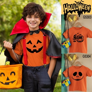 Happy Halloween Áo Thun Trẻ Em Halloween Bí Ngô Mặt Áo Sơ Mi Boo Grimace Thiết Kế Halloween Đảng Áo Thun Grimace