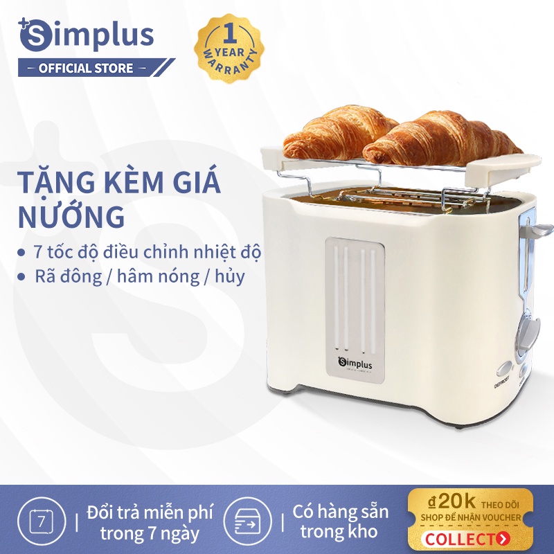 [Mã BMBAU50 giảm 10% đơn 99k] Máy nướng bánh mì Simplus 750W chiếc máy làm đồ ăn sáng đa năng áp suất nhỏ tự động