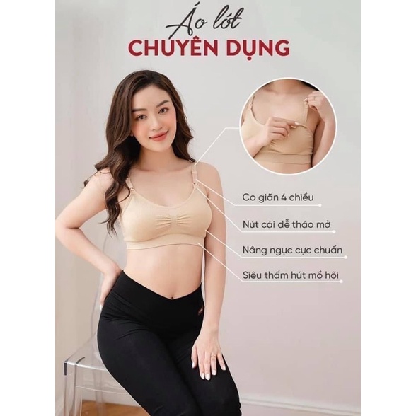 Áo lót bầu áo bra bầu chống chảy xệ cao cấp, siêu co giãn, siêu mát, MÚT THÁO RỜI, mở bé ti