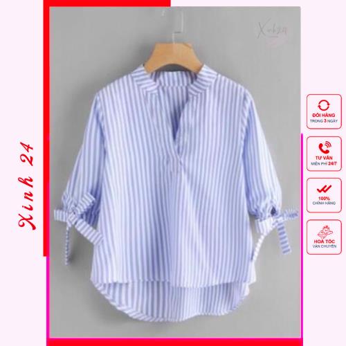 Áo sơ mi nữ, áo cổ trụ tay nơ, hàng thiết kế Free Size phong cách Hàn Quốc | BigBuy360 - bigbuy360.vn