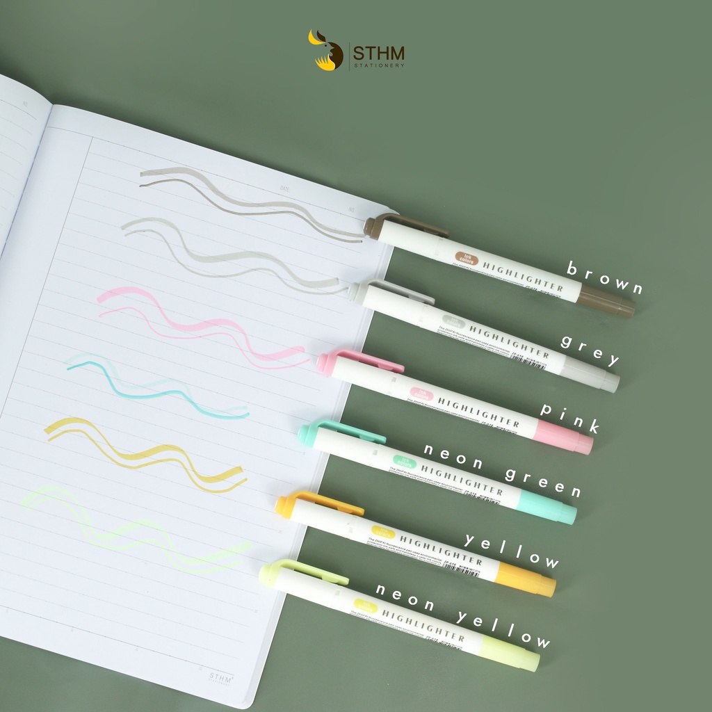 Bút Highlighter Zhipai dupe Mildliner Zebra - Bút đánh dấu 2 đầu - STHM Stationery