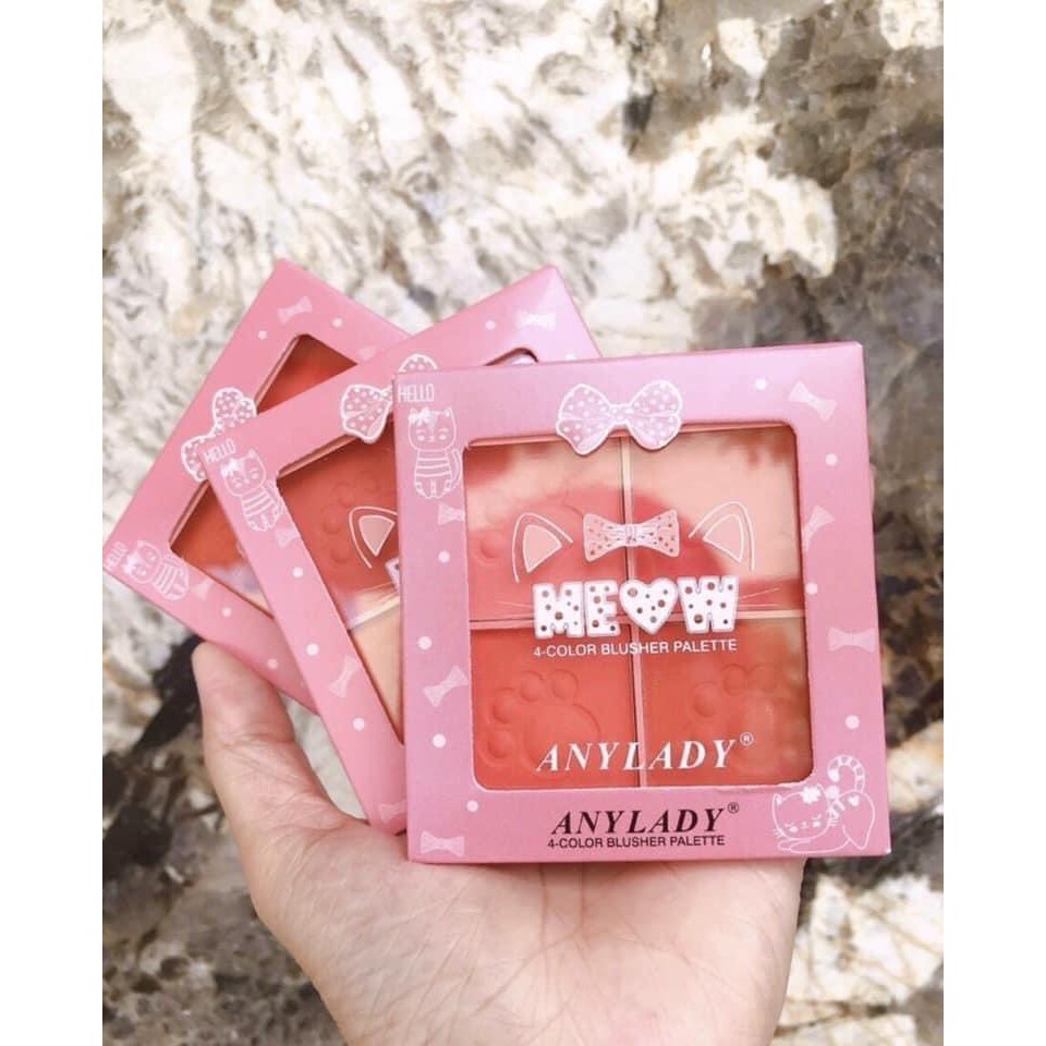 PHẤN MÁ 4 Ô MEOW ANYLADY tone đào BLUSHER SiêuThích