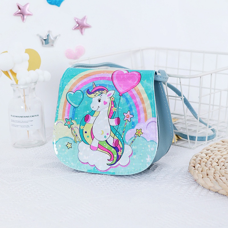 Túi Đeo Chéo Da PU Hình Kỳ Lân Xinh Xắn Cho Bé Gái