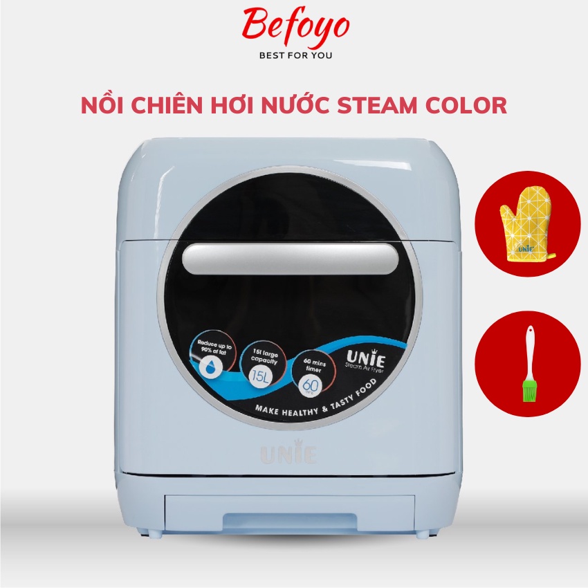 Nồi chiên không dầu hơi nước UNIE Steam Color, dung tích 15 Lít, công suất 1635W, bảo hành 24 tháng - Befoyo
