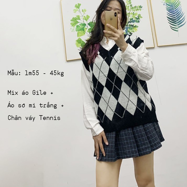 Áo Gile len nữ Form rộng Hàn Quốc - Chuẩn Style Ulzzang-  Màu trám Đen/ Nâu/ Đỏ - Chuẩn hàng Quảng Châu - Vitalita | BigBuy360 - bigbuy360.vn