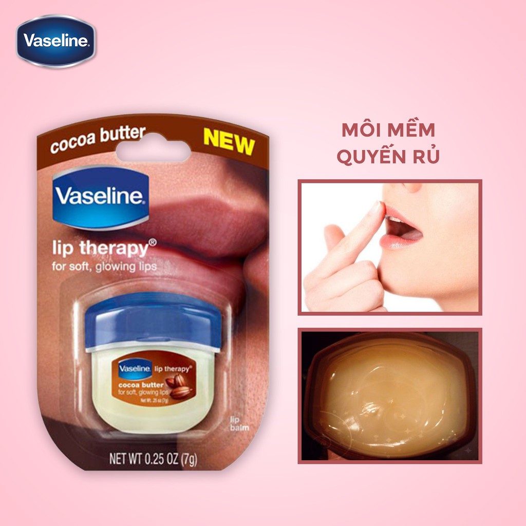 [Hàng Mỹ] Sáp Dưỡng Môi Vaseline Lip Therapy hũ mini 7g USA