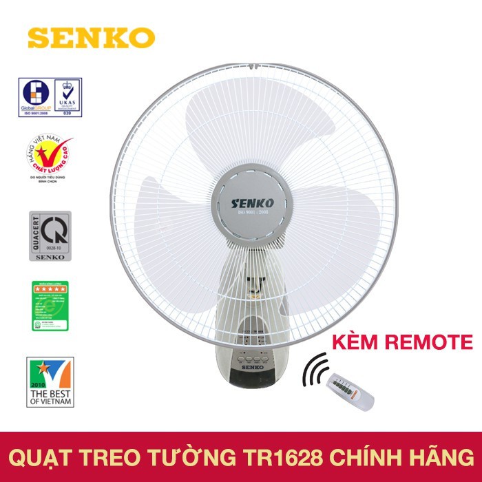 Quạt treo tường điều khiển từ xa Senko TR1628 thay thế TR828 (giao màu ngãu nhiên)