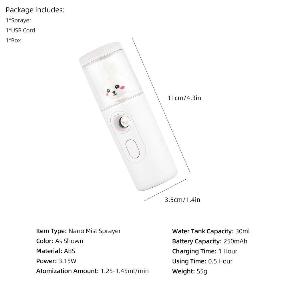 Máy phun sương nano FOREVERLILY tạo độ ẩm cho da mặt và cơ thể kết nối USB tiện dụng