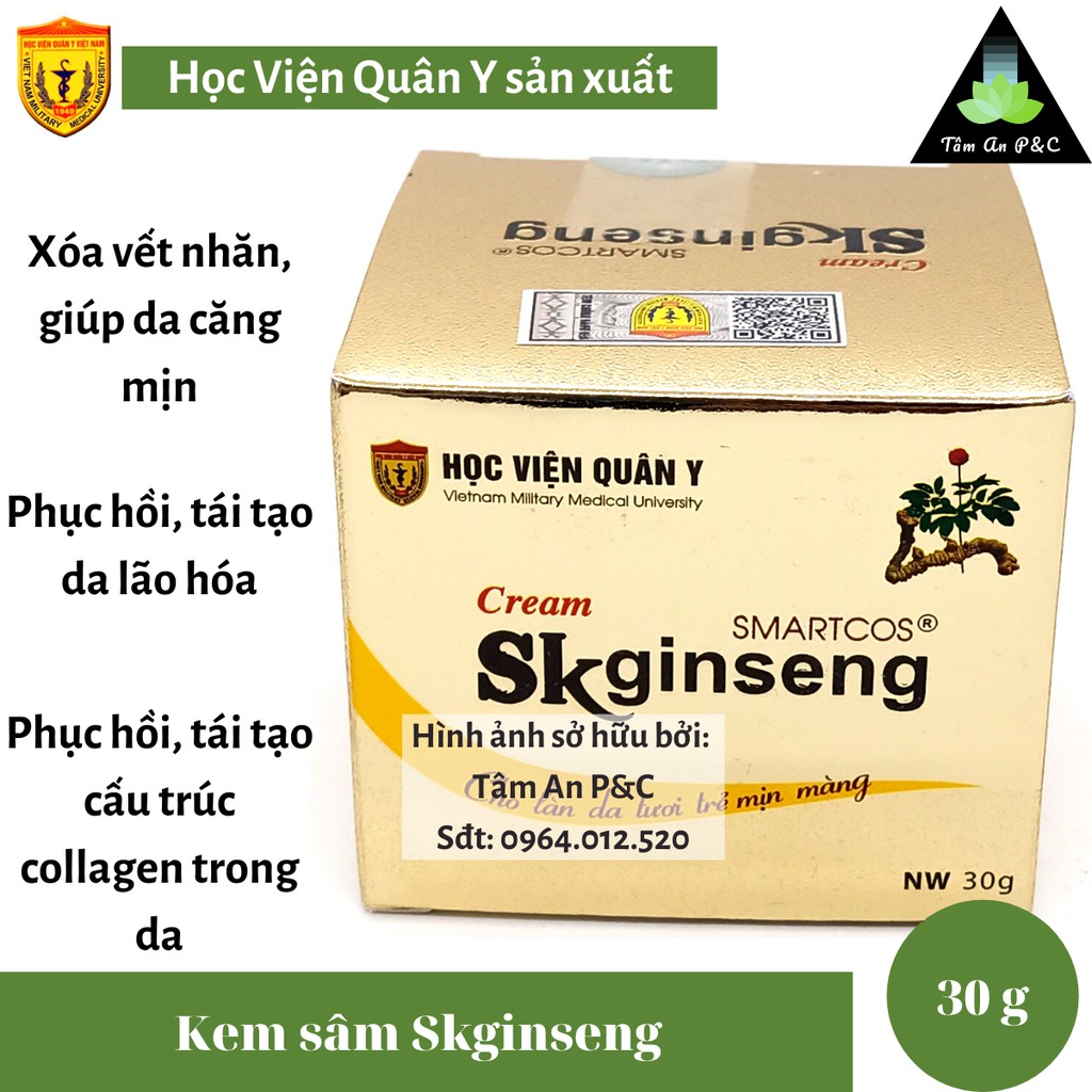 Kem sâm Skginseng Học viện Quân Y (hộp 30g)- Giúp ngăn ngừa, và phục hồi da lão hóa, mờ nám, tàn nhang- CHÍNH HÃNG HVQY