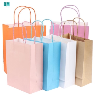 ♓Túi giấy màu trơn Túi Kraft có tay cầm Túi sinh nhật có thể tái chế