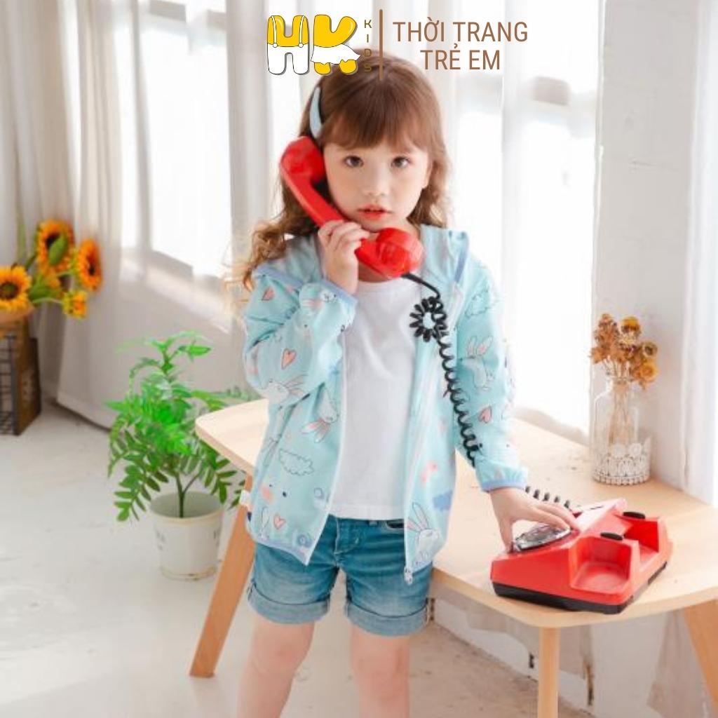 Áo chống nắng cho bé HK KIDS, áo khoác mỏng chống nắng kèm mũ chất cotton sợi tre mềm mát size từ 1 đến 6 tuổi