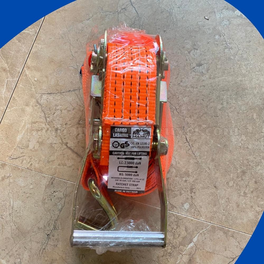 Dây cảo chằng hàng tăng đơ bản rộng 3,5cm tăng chỉnh, cố định hàng hóa (chiều dài 3,4,5,6,8m tải trọng 2 tấn)